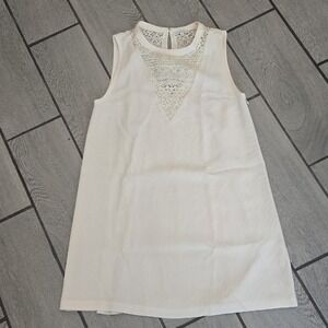 REBECCAMINKOFF Womens Lace Yoke Textured A Line Dress Cream Size L